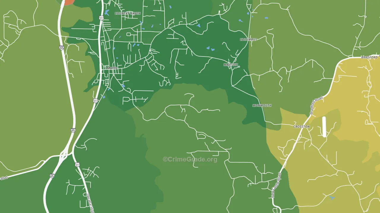 Morris, AL Map of Vandalism Rates