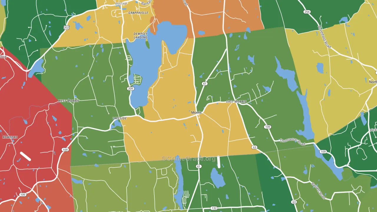 Morris, CT Map of Vandalism Rates
