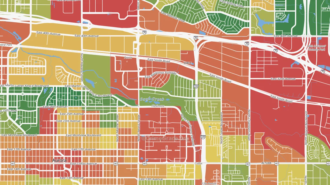Morris Heights, Aurora, CO Map of Vandalism Rates