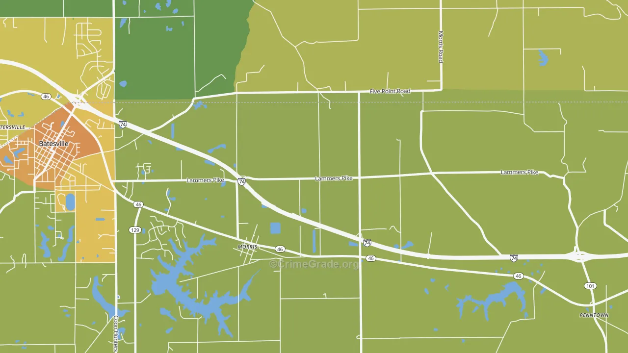 Morris, IN Map of Vandalism Rates