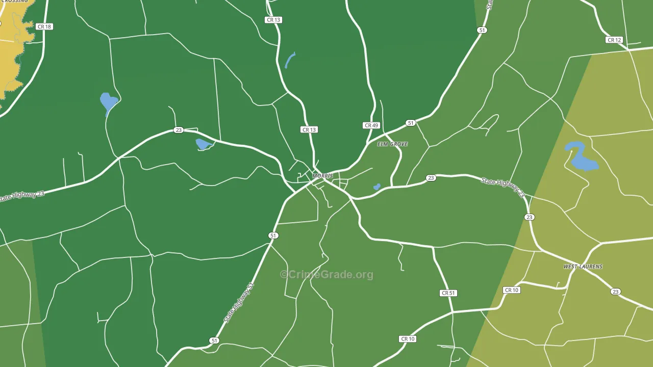 Morris, NY Map of Vandalism Rates