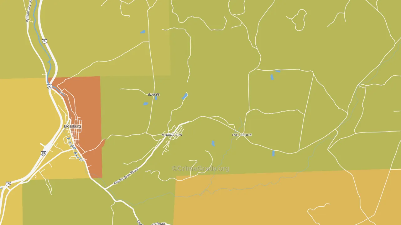 Morris Run, PA Map of Vandalism Rates
