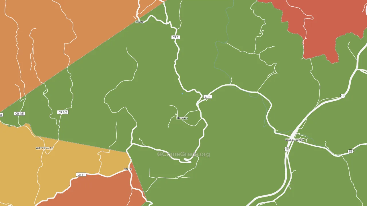 Morris, WV Map of Vandalism Rates