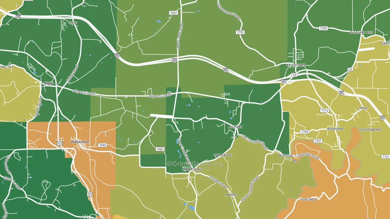 Morrisdale, PA Map of Vandalism Rates