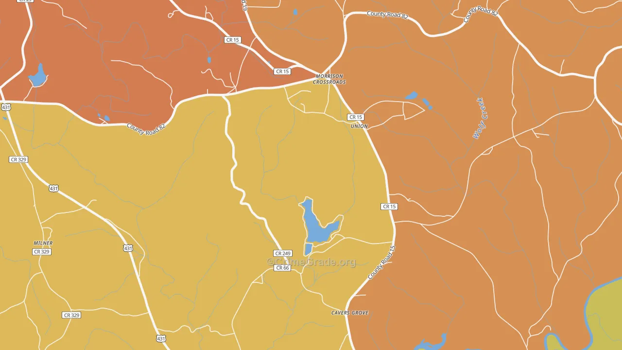 Morrison Crossroads, AL Map of Vandalism Rates
