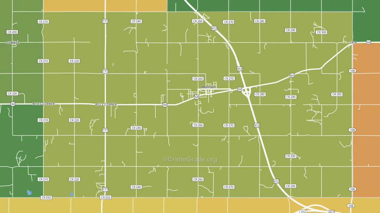 Morrison, OK Map of Vandalism Rates