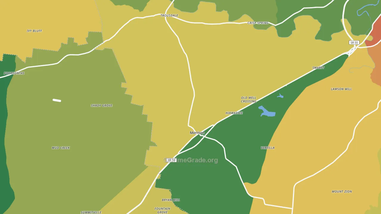 Morrison, TN Map of Vandalism Rates