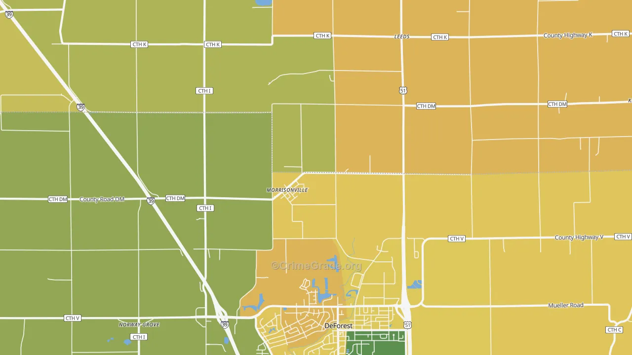 Morrisonville, WI Map of Vandalism Rates