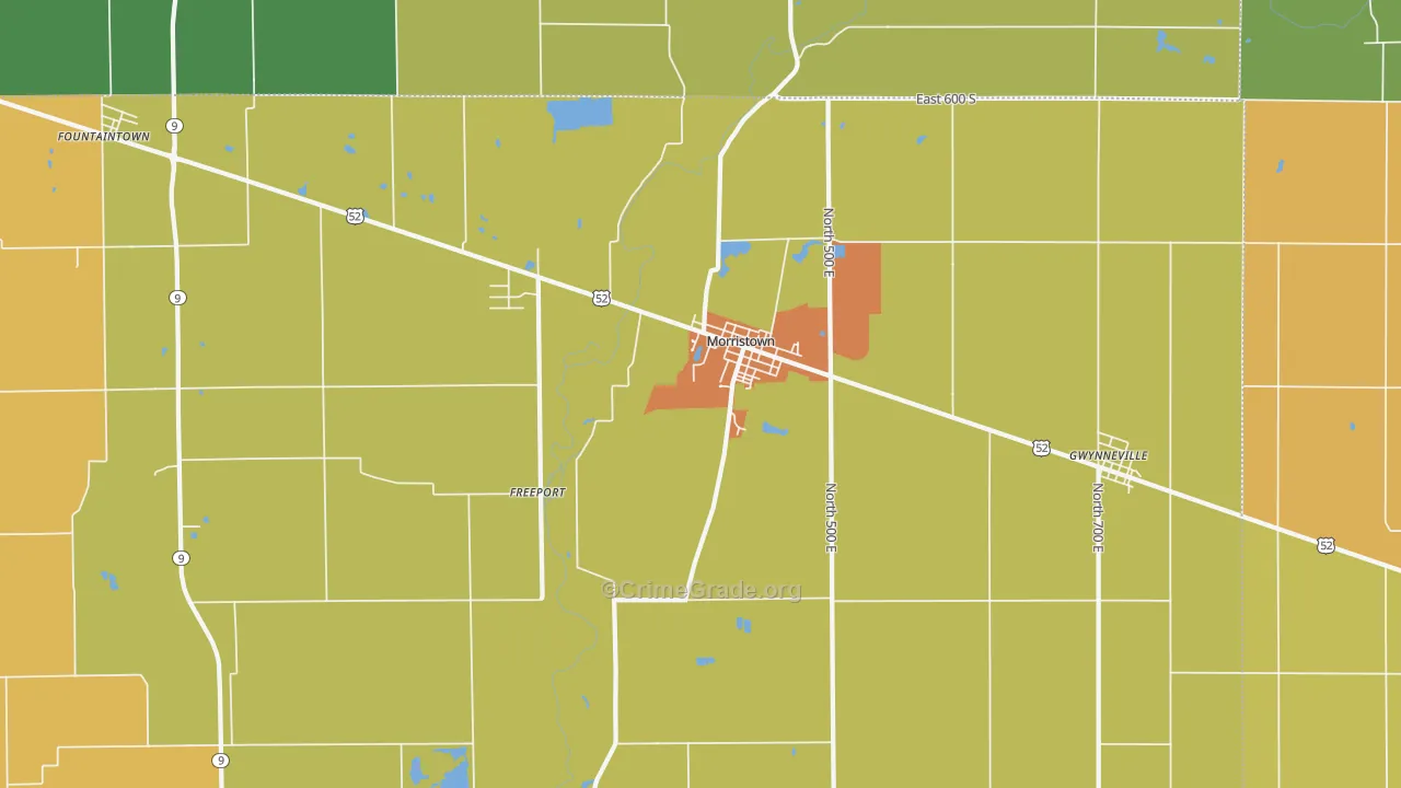 Morristown, IN Map of Vandalism Rates