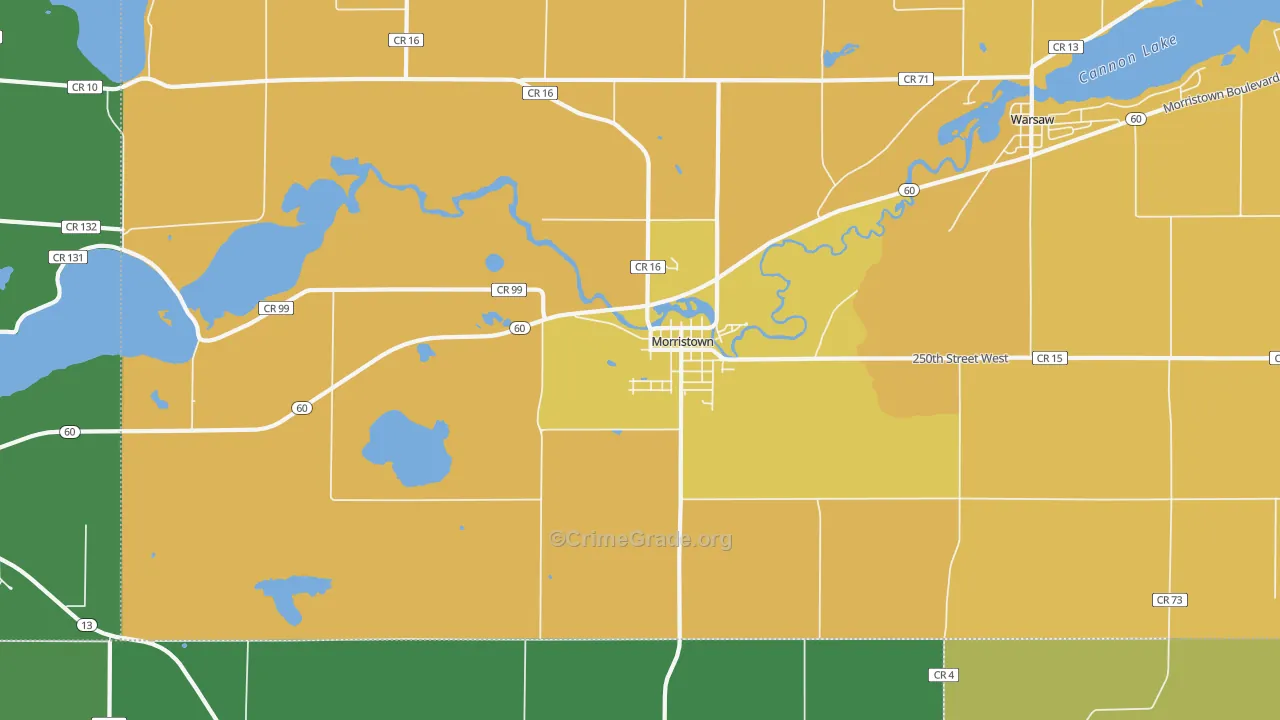 Morristown, MN Map of Vandalism Rates