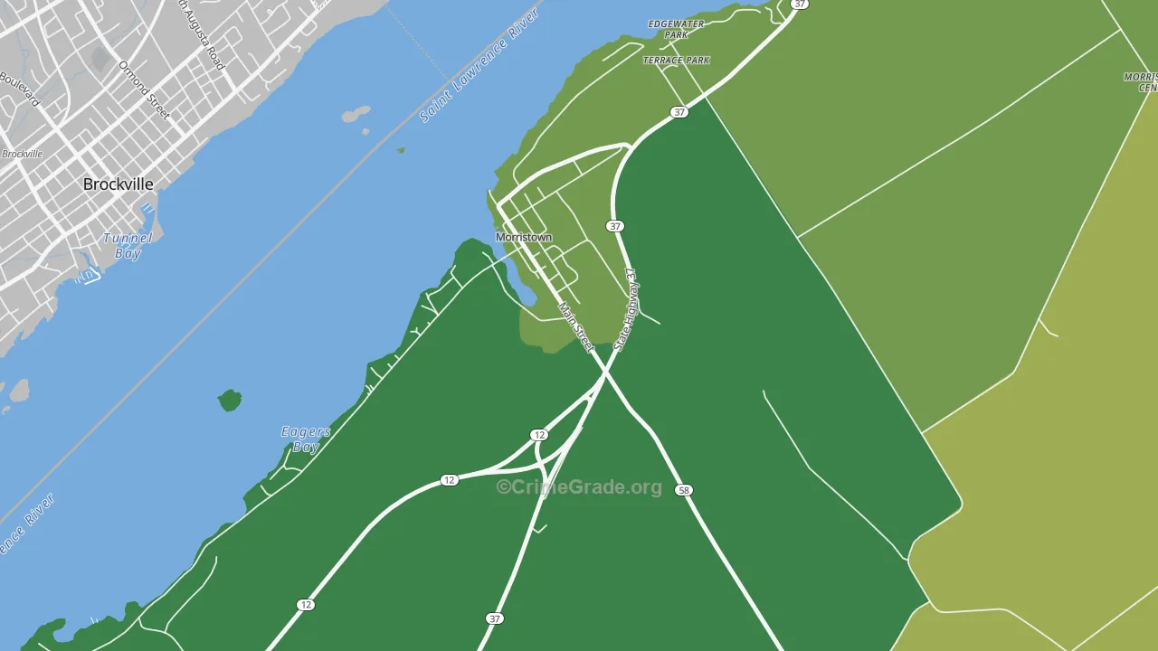 Morristown, NY Map of Vandalism Rates