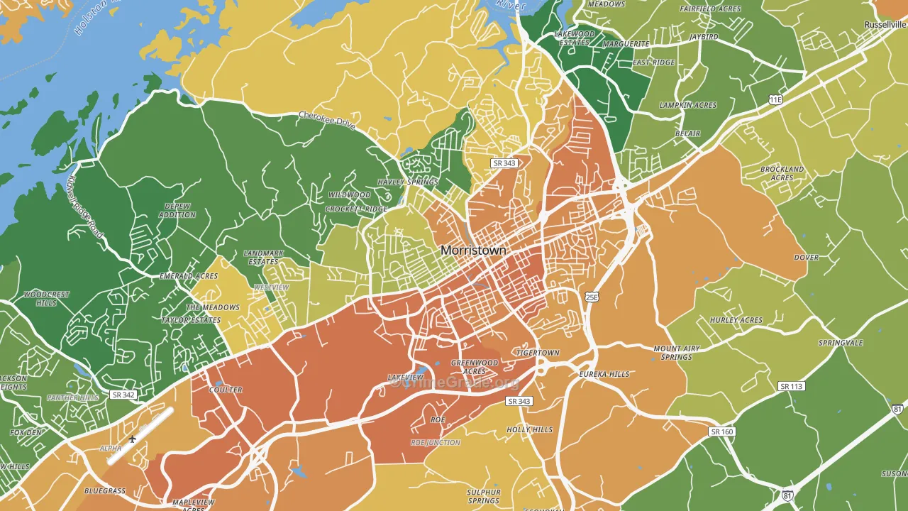 Morristown, TN Map of Vandalism Rates