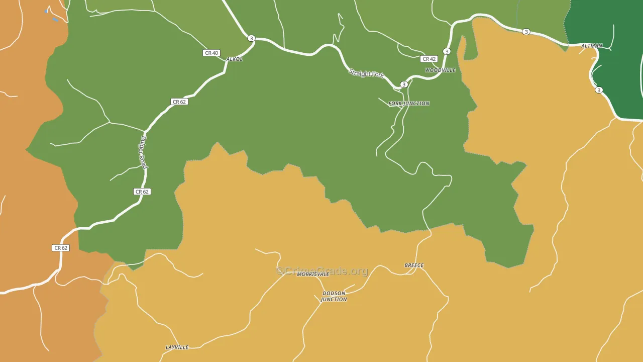 Morrisvale, WV Map of Vandalism Rates
