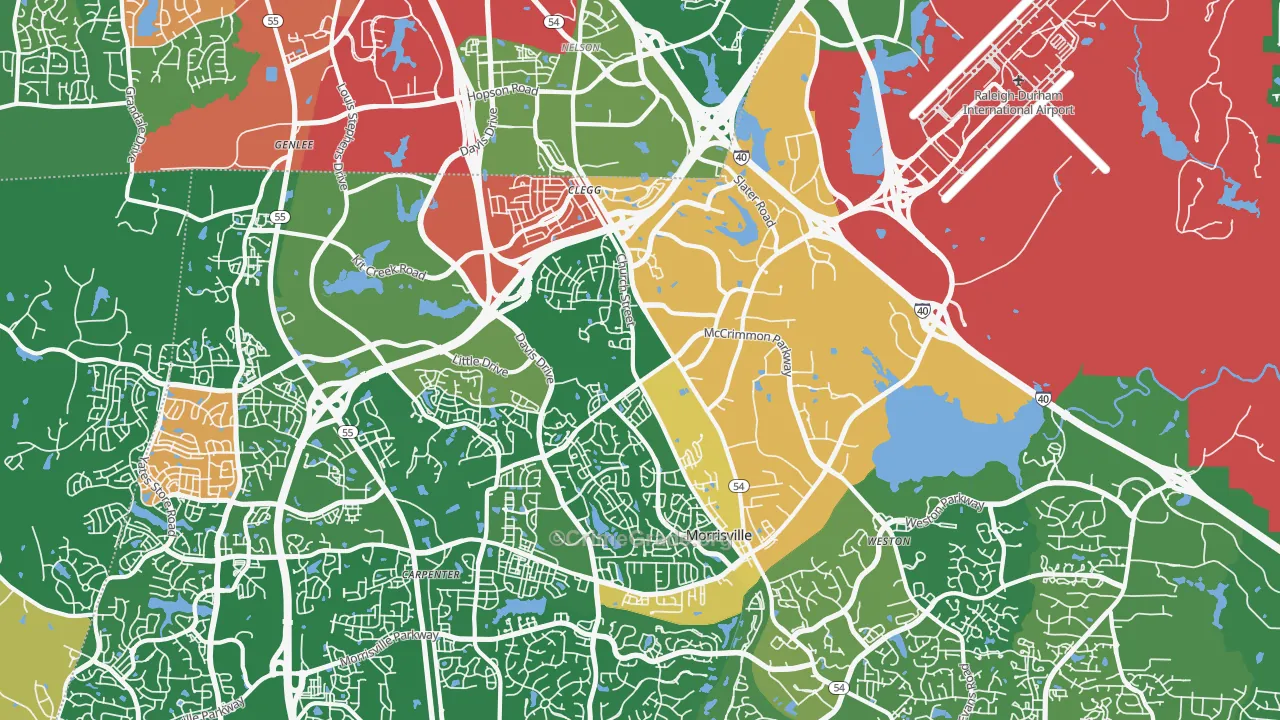 Morrisville, NC Map of Vandalism Rates