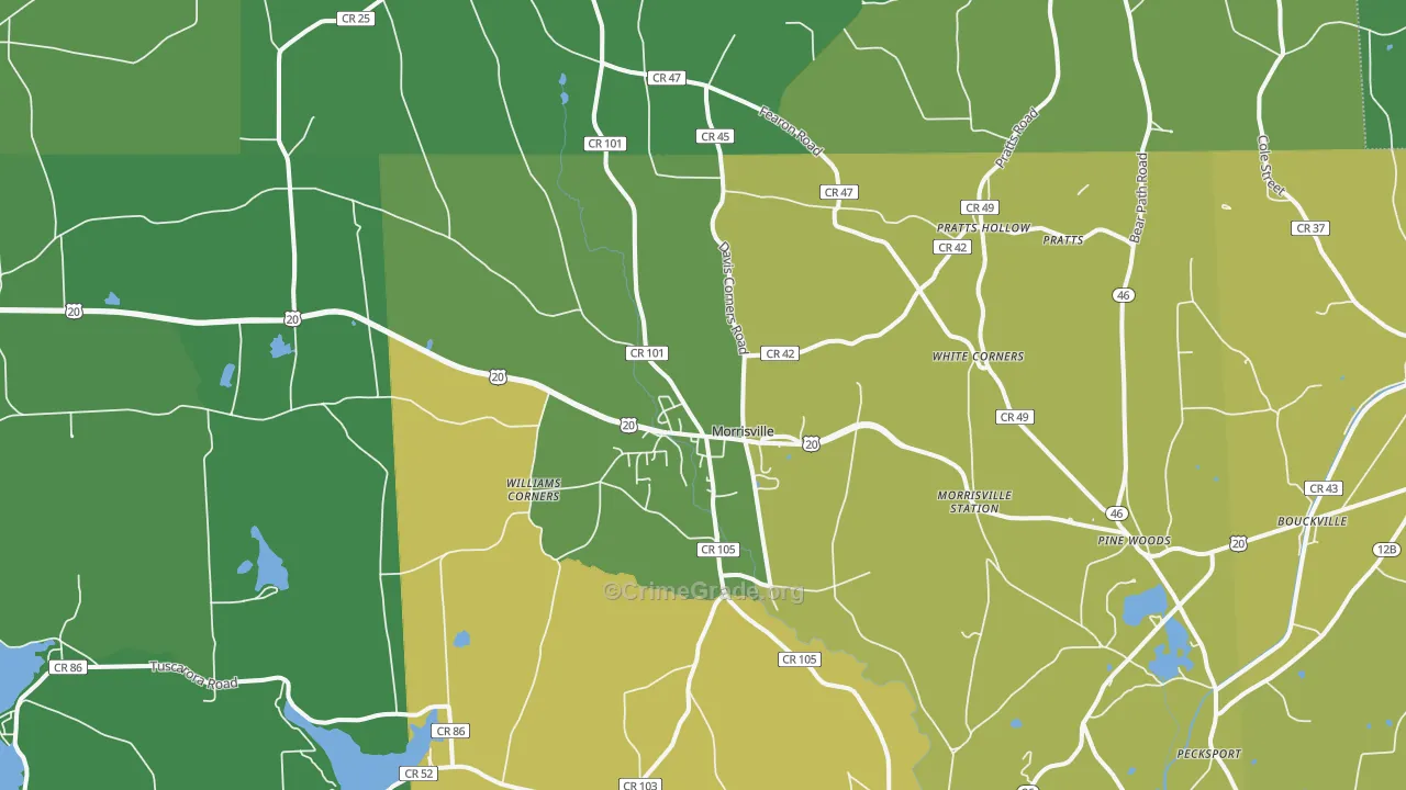Morrisville, NY Map of Vandalism Rates