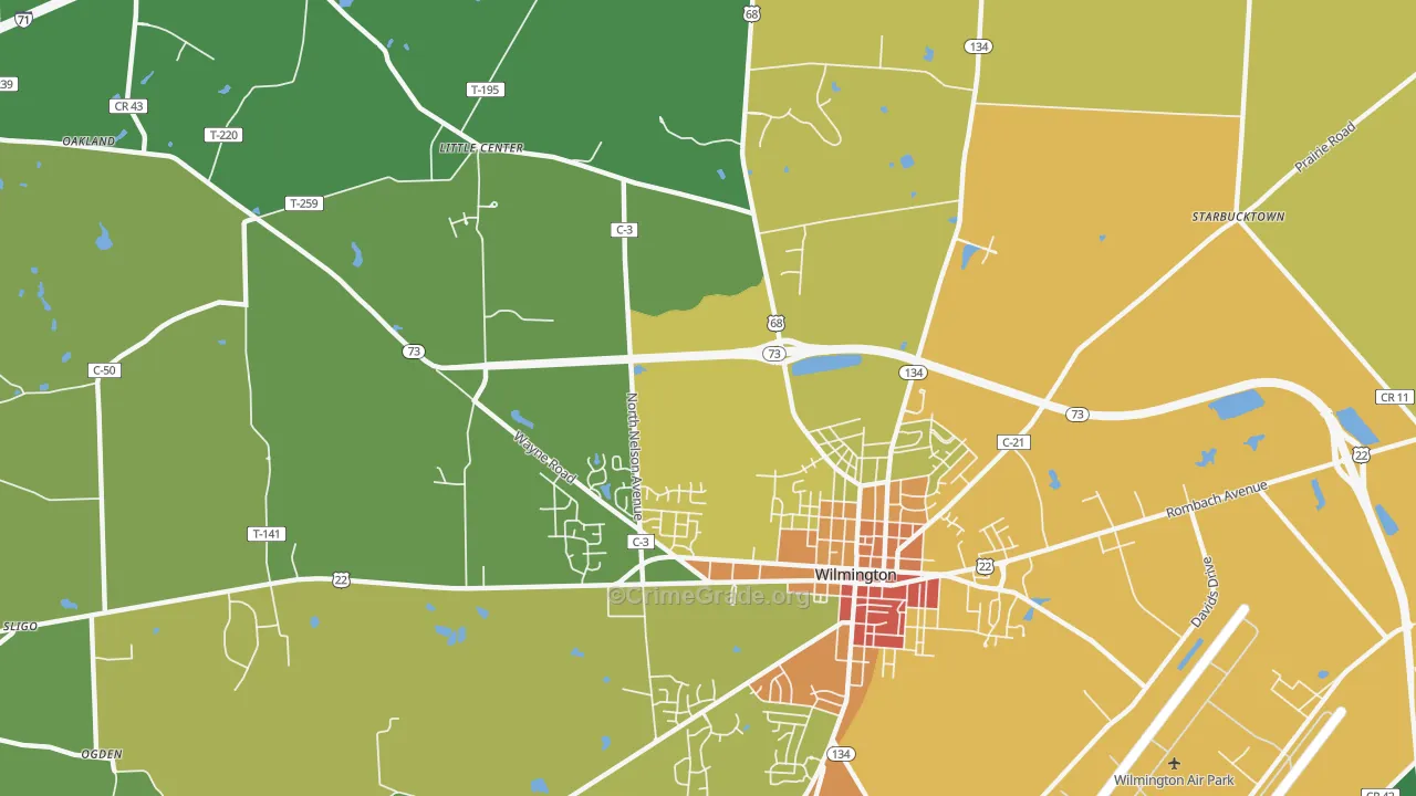 Morrisville, OH Map of Vandalism Rates