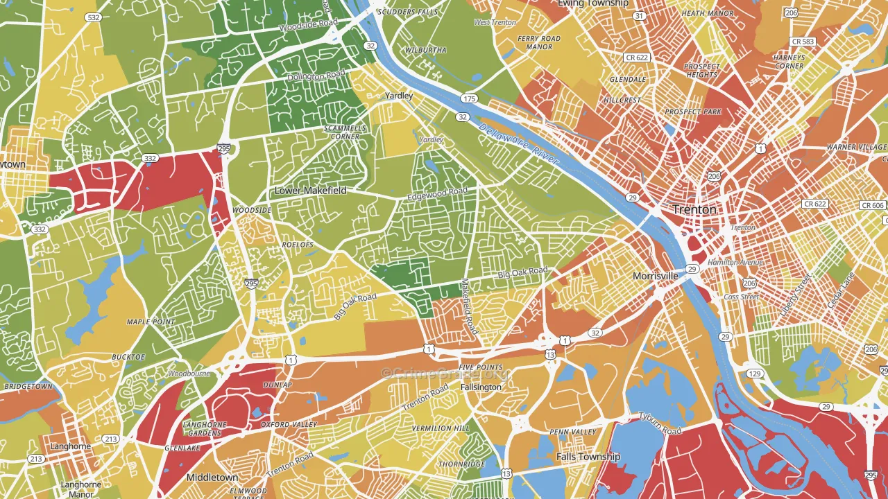Morrisville, PA Map of Vandalism Rates