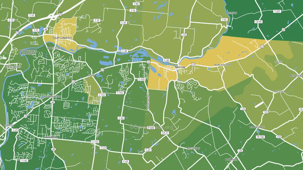 Morrow, OH Map of Vandalism Rates