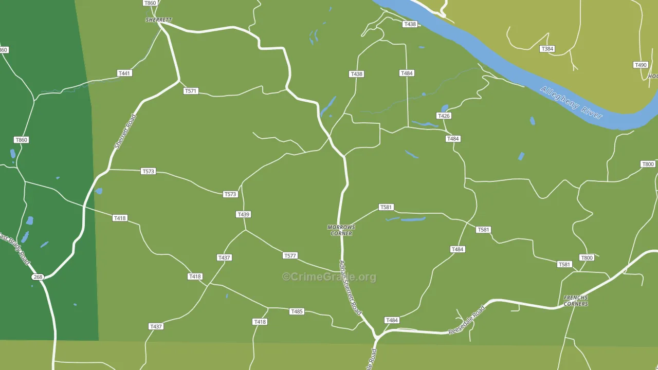 Morrows Corner, PA Map of Vandalism Rates