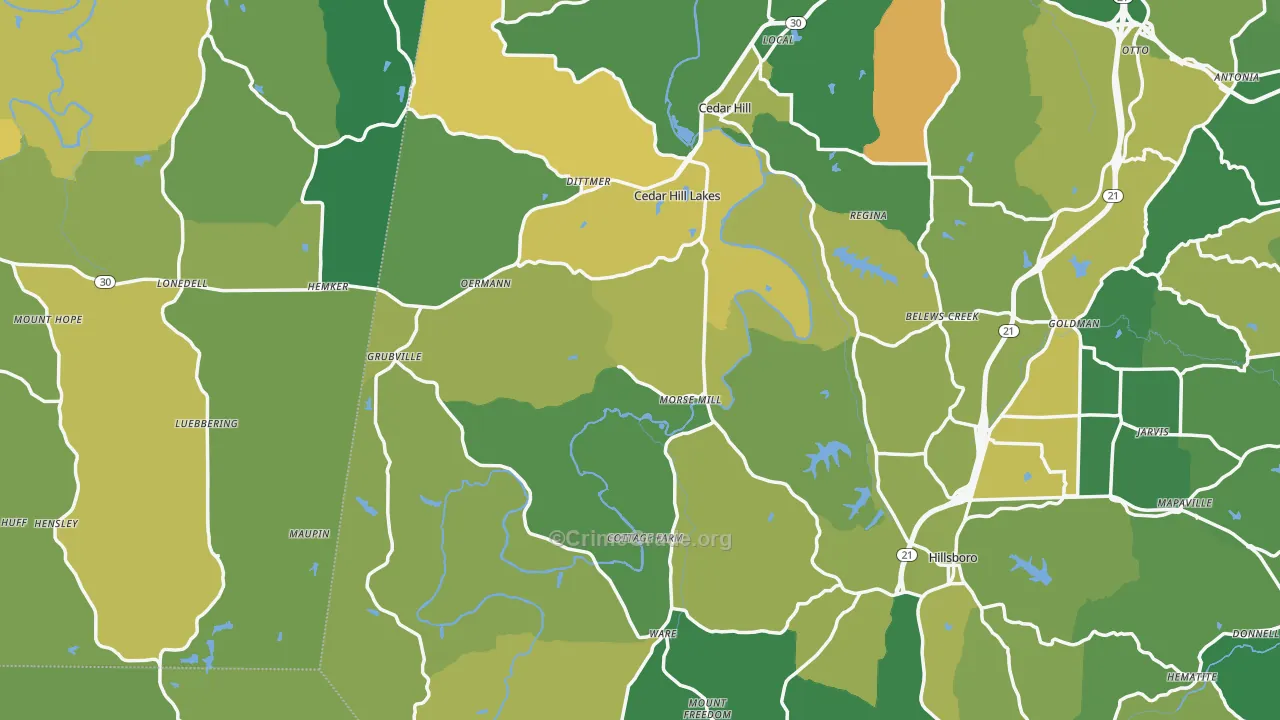 Morse Mill, MO Map of Vandalism Rates