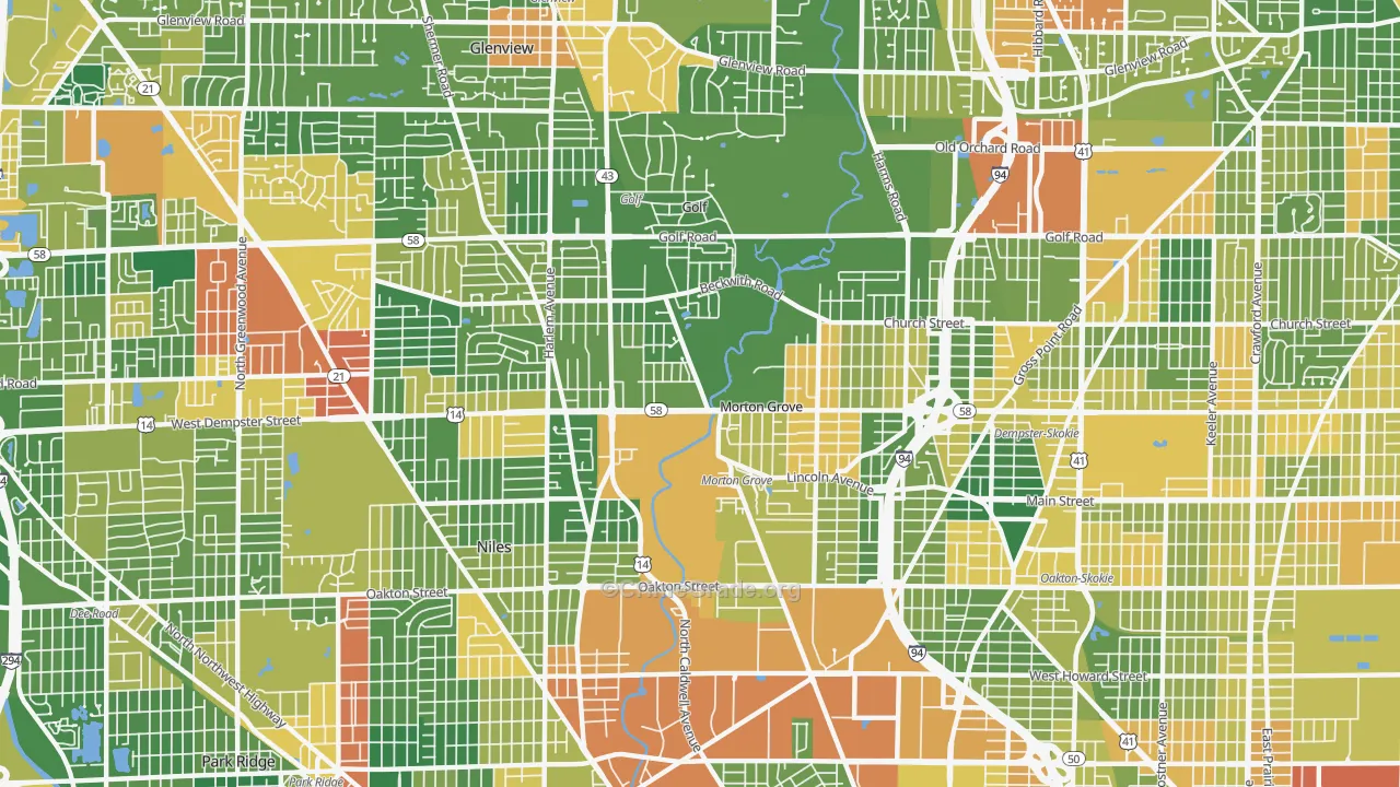 Morton Grove, IL Map of Vandalism Rates
