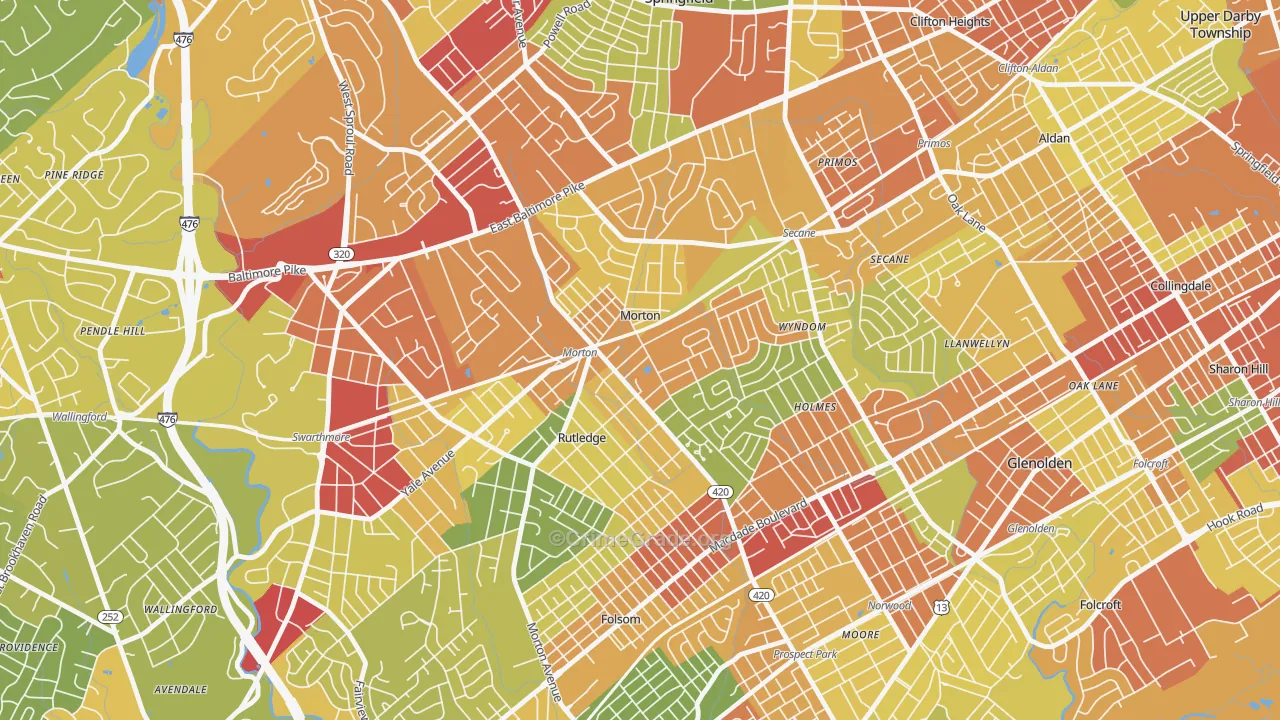 Morton, PA Map of Vandalism Rates