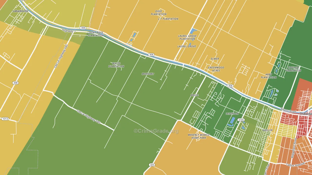 Morvant, LA Map of Vandalism Rates