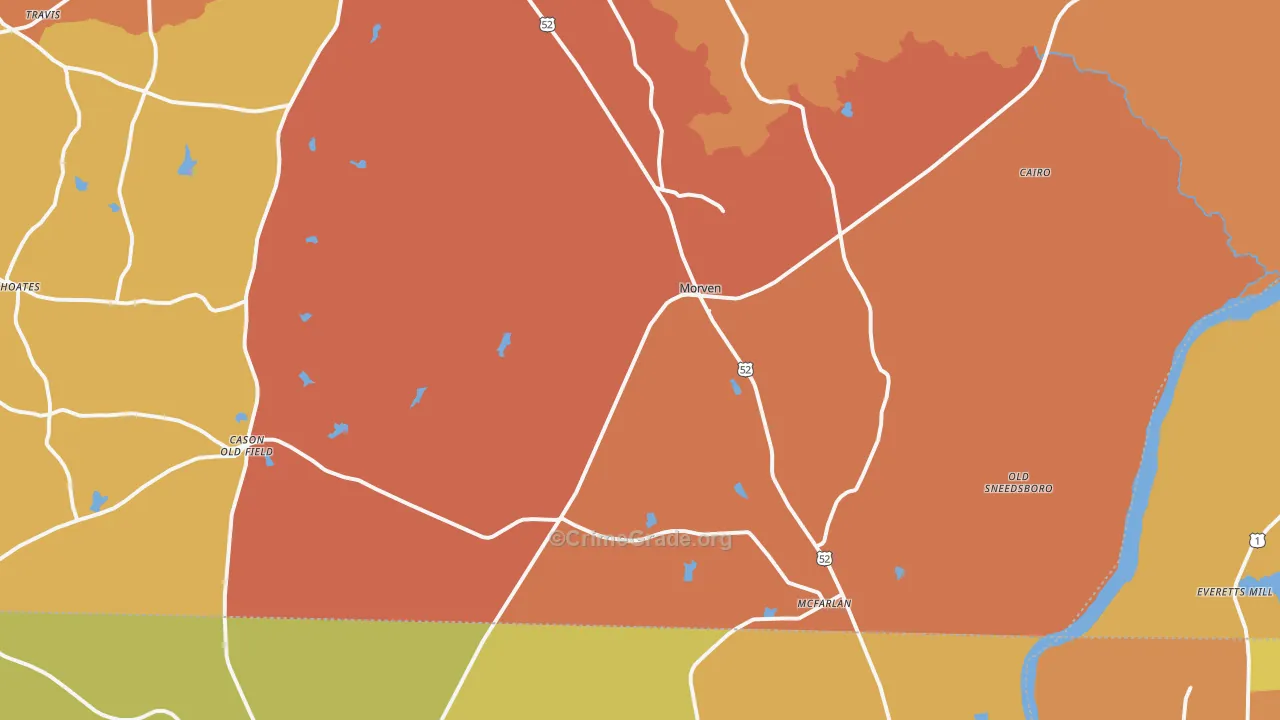 Morven, NC Map of Vandalism Rates