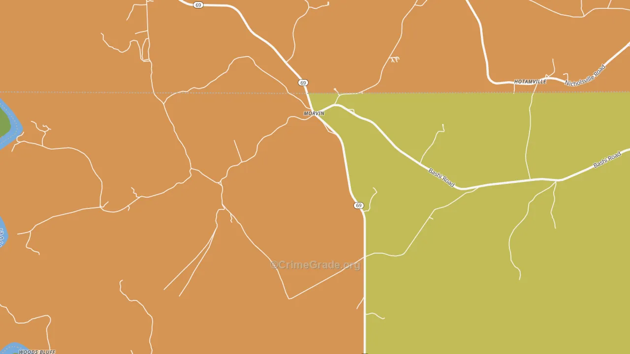 Morvin, AL Map of Vandalism Rates