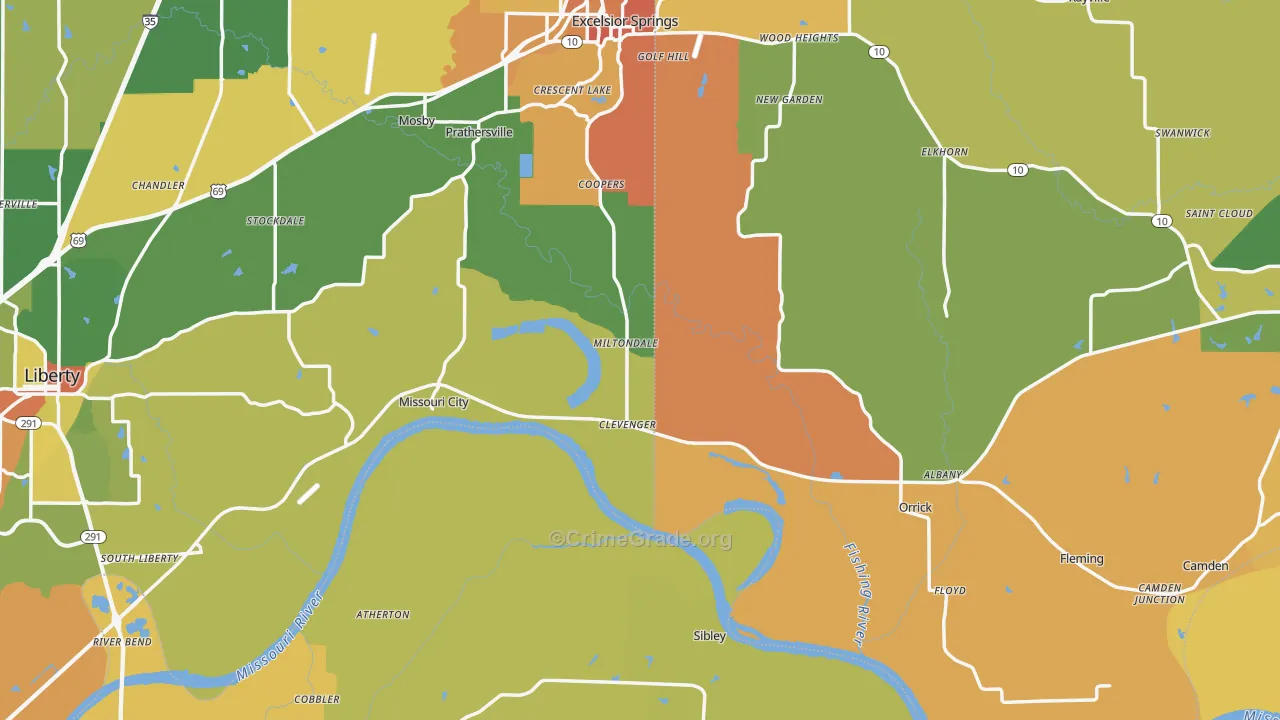 Mosby, MO Map of Vandalism Rates
