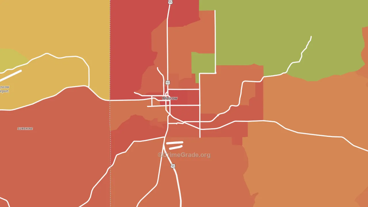 Moscow, ID Map of Vandalism Rates