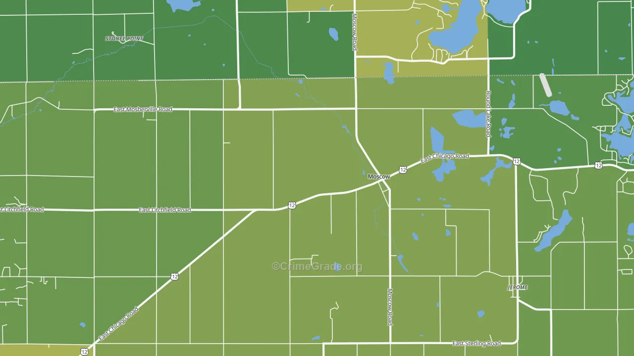 Moscow, MI Map of Vandalism Rates