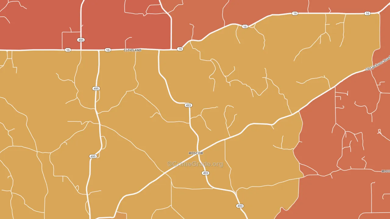 Moscow, MS Map of Vandalism Rates