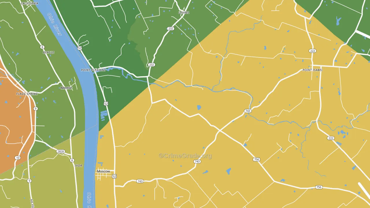 Moscow, OH Map of Vandalism Rates