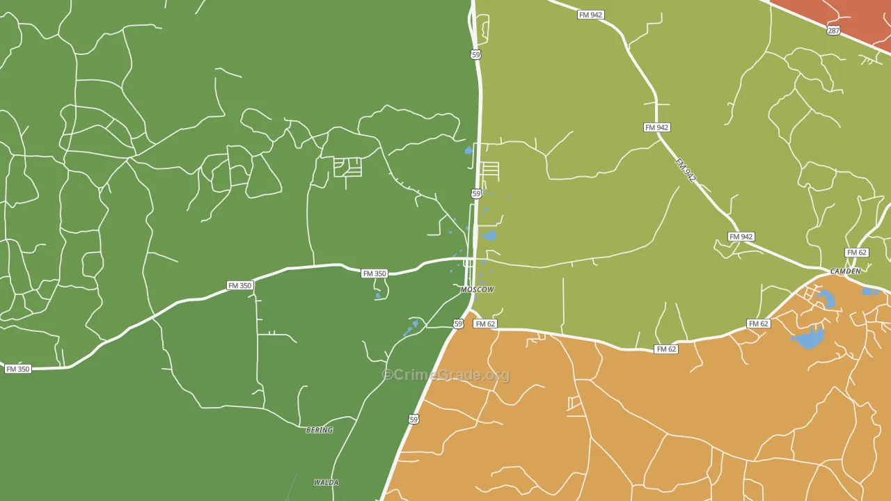 Moscow, TX Map of Vandalism Rates