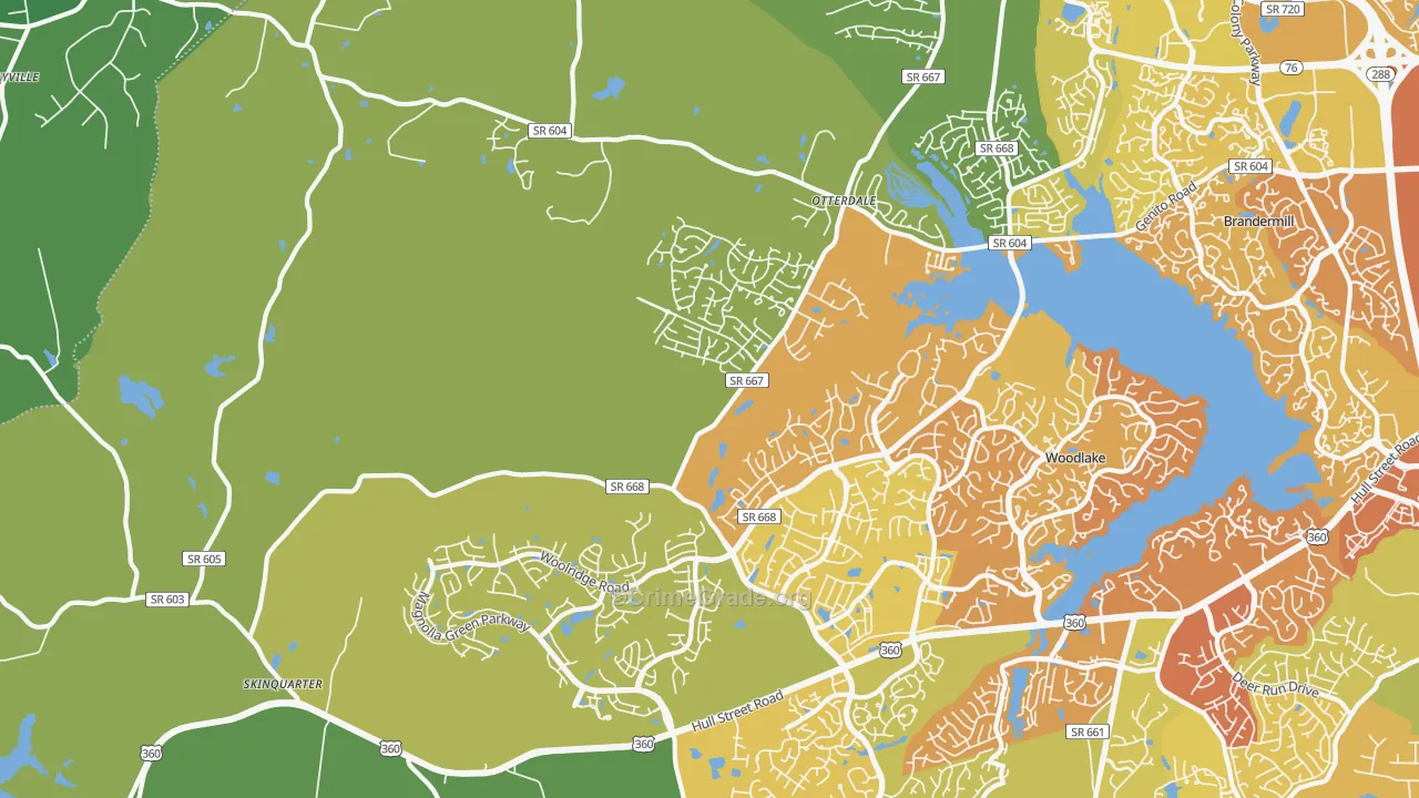 Moseley, VA Map of Vandalism Rates