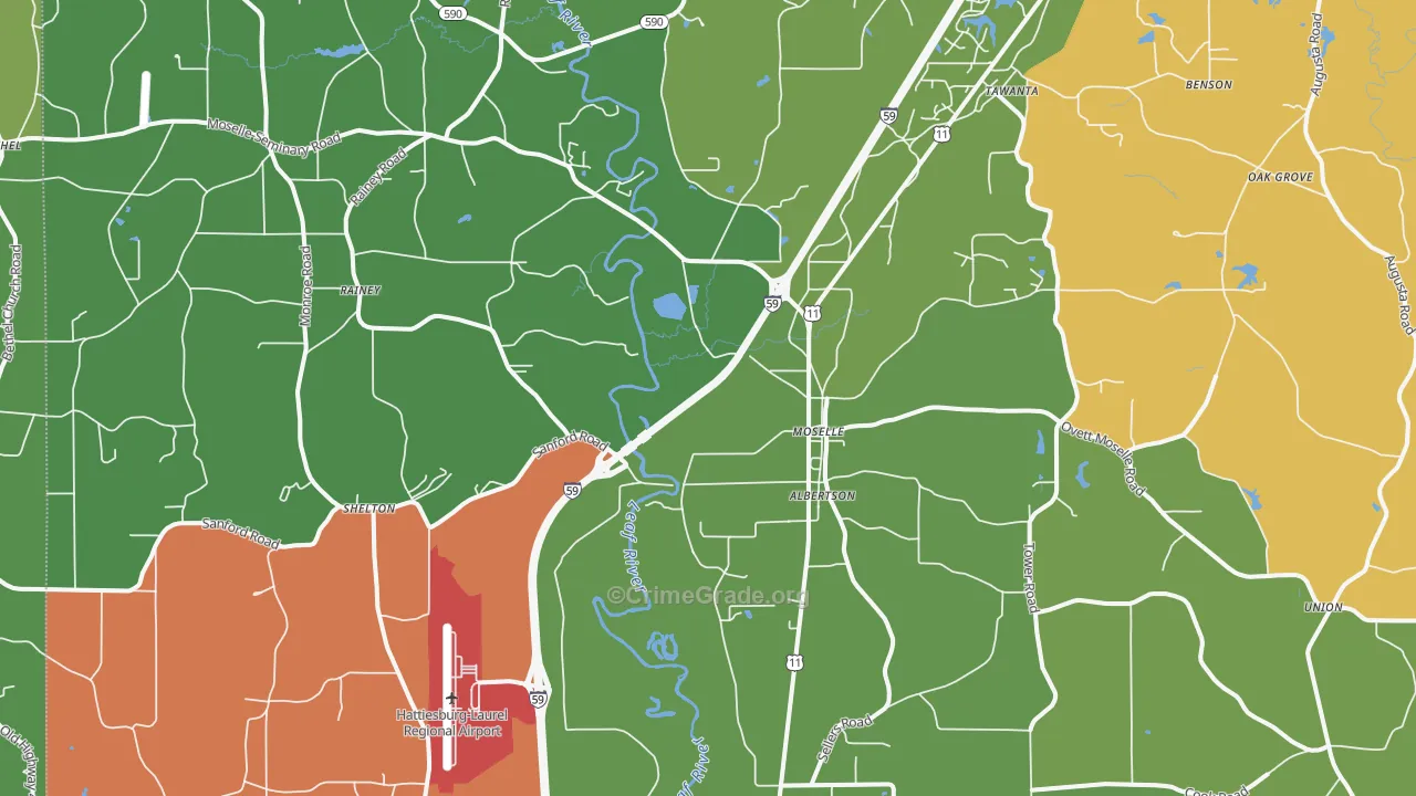 Moselle, MS Map of Vandalism Rates