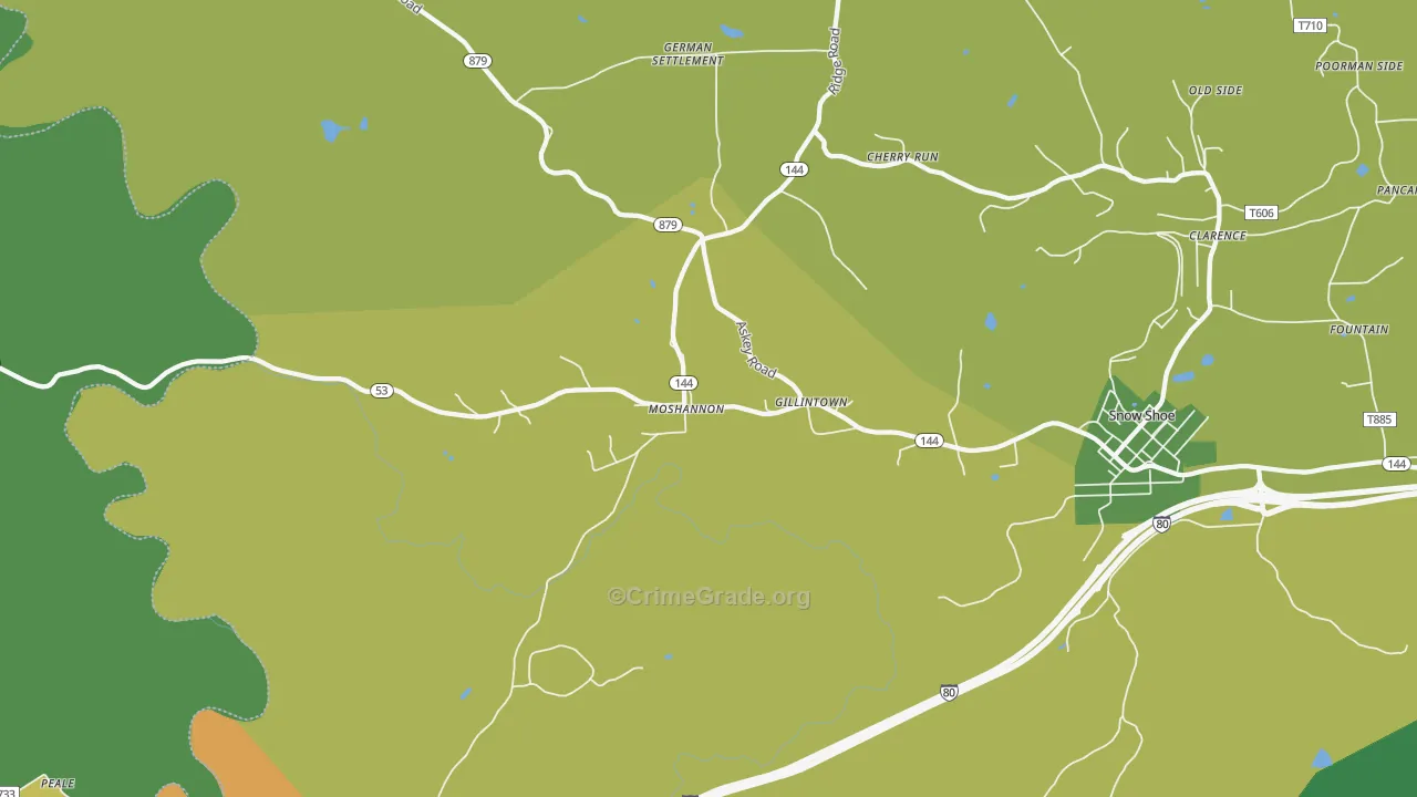 Moshannon, PA Map of Vandalism Rates