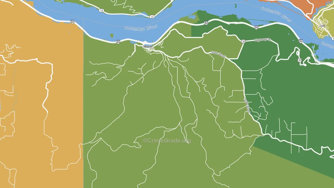 Mosier, OR Map of Vandalism Rates