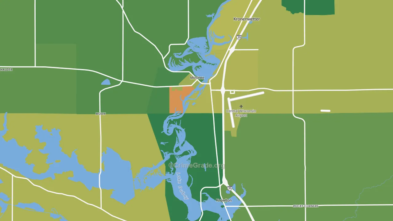 Mosinee, WI Map of Vandalism Rates