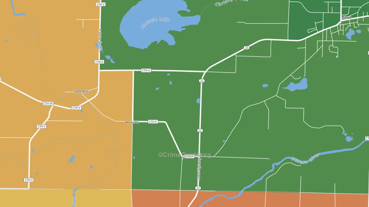 Mosling, WI Map of Vandalism Rates