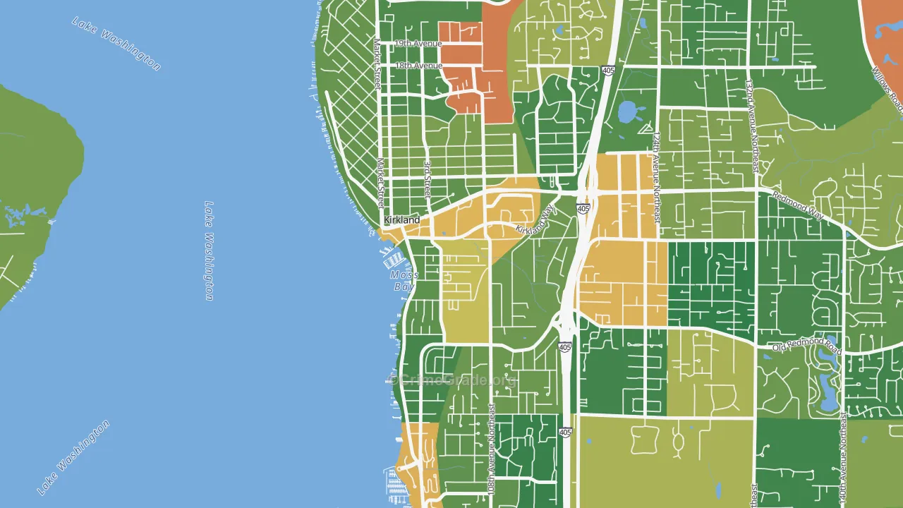 Moss Bay, Kirkland, WA Map of Vandalism Rates
