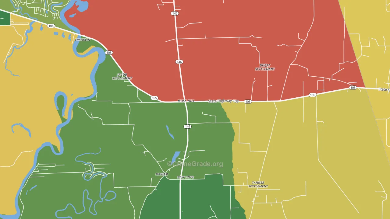 Moss Hill, TX Map of Vandalism Rates