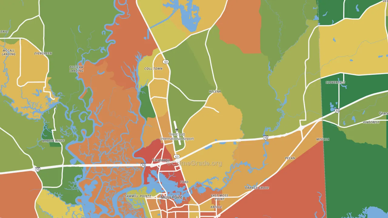 Moss Point, MS Map of Vandalism Rates