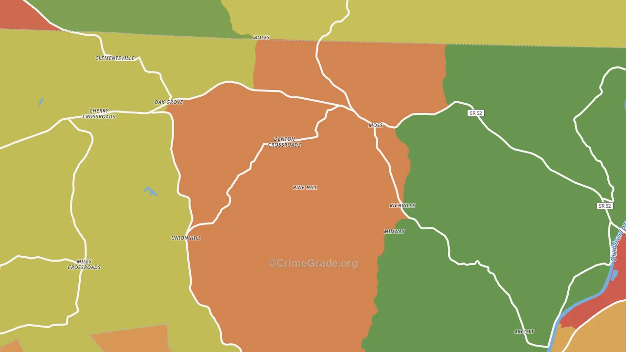 Moss, TN Map of Vandalism Rates
