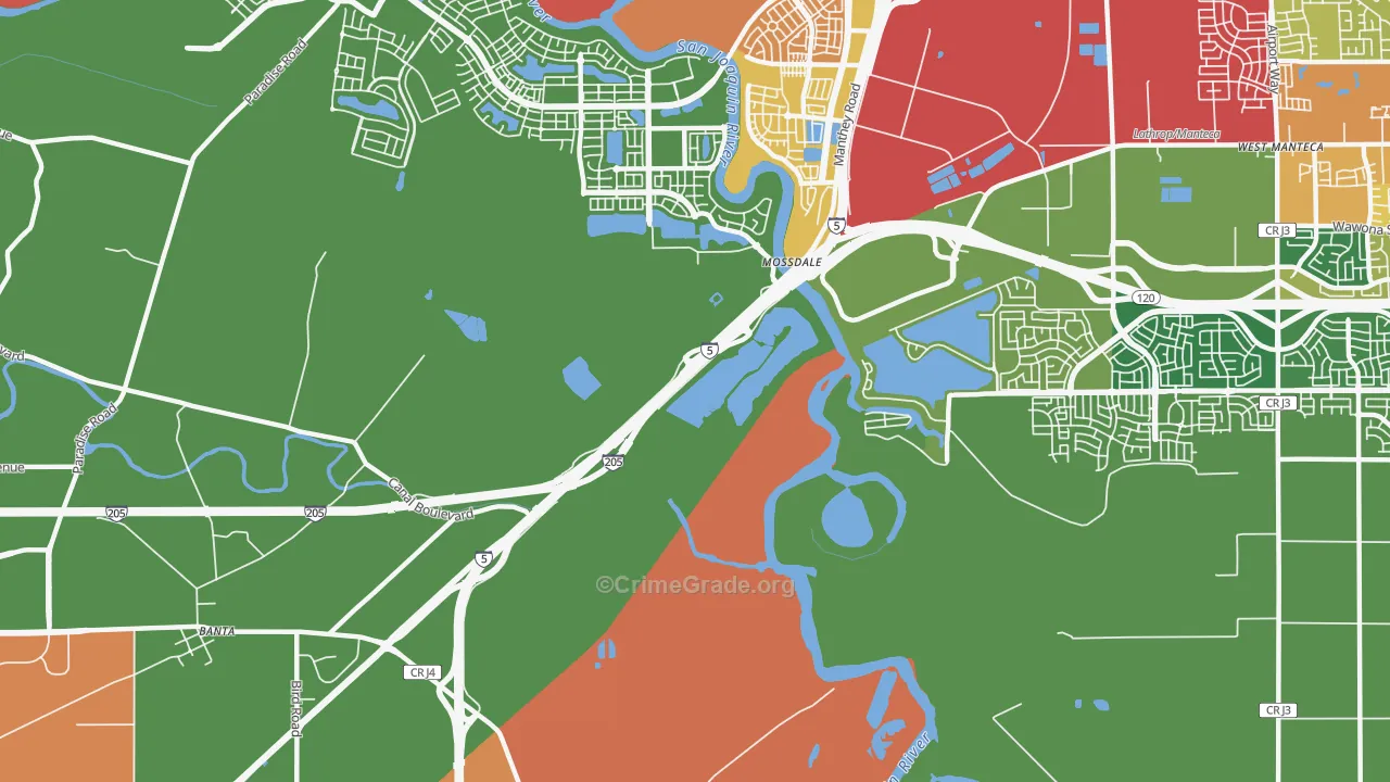 Mossdale, CA Map of Vandalism Rates