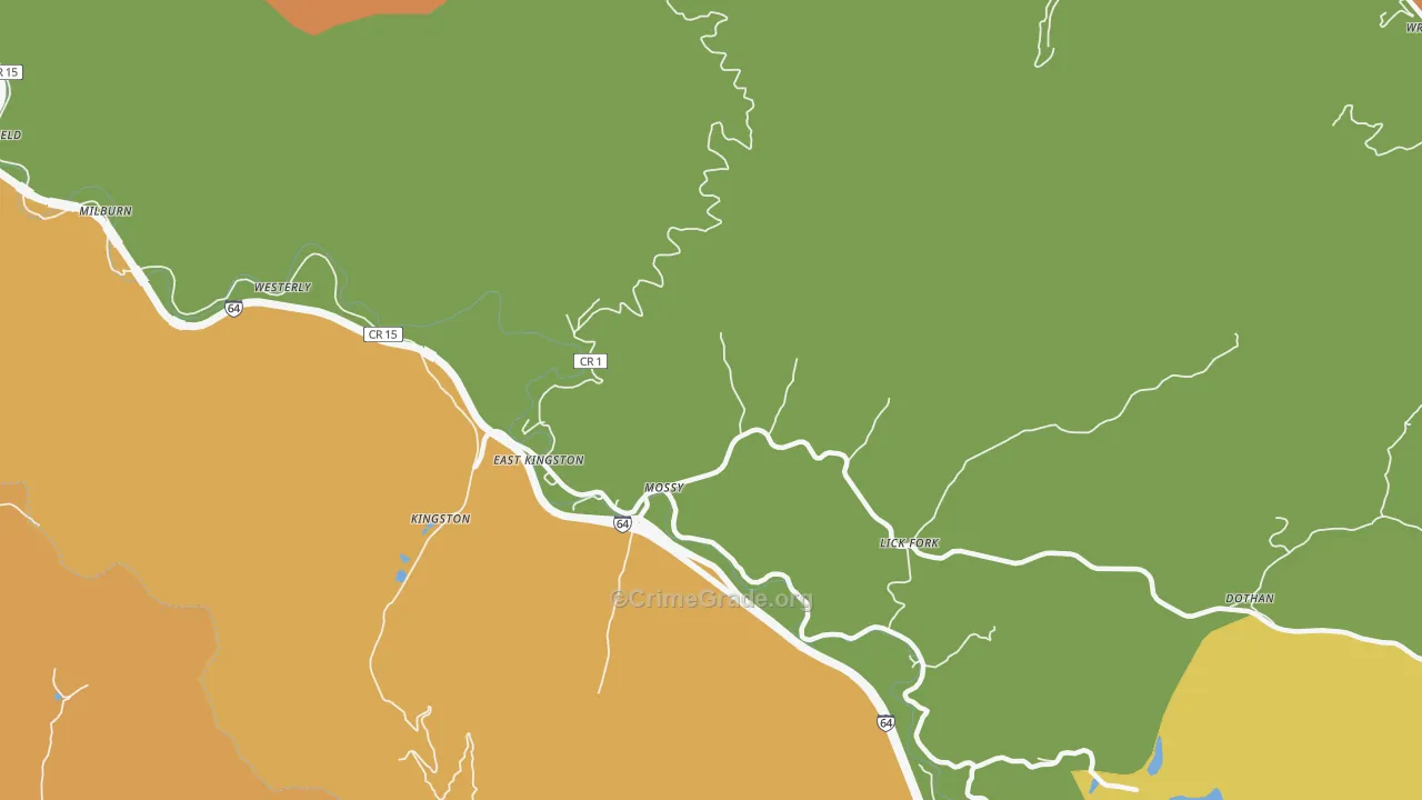 Mossy, WV Map of Vandalism Rates