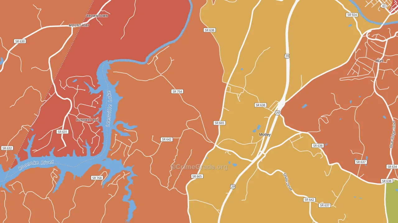 Motley, VA Map of Vandalism Rates