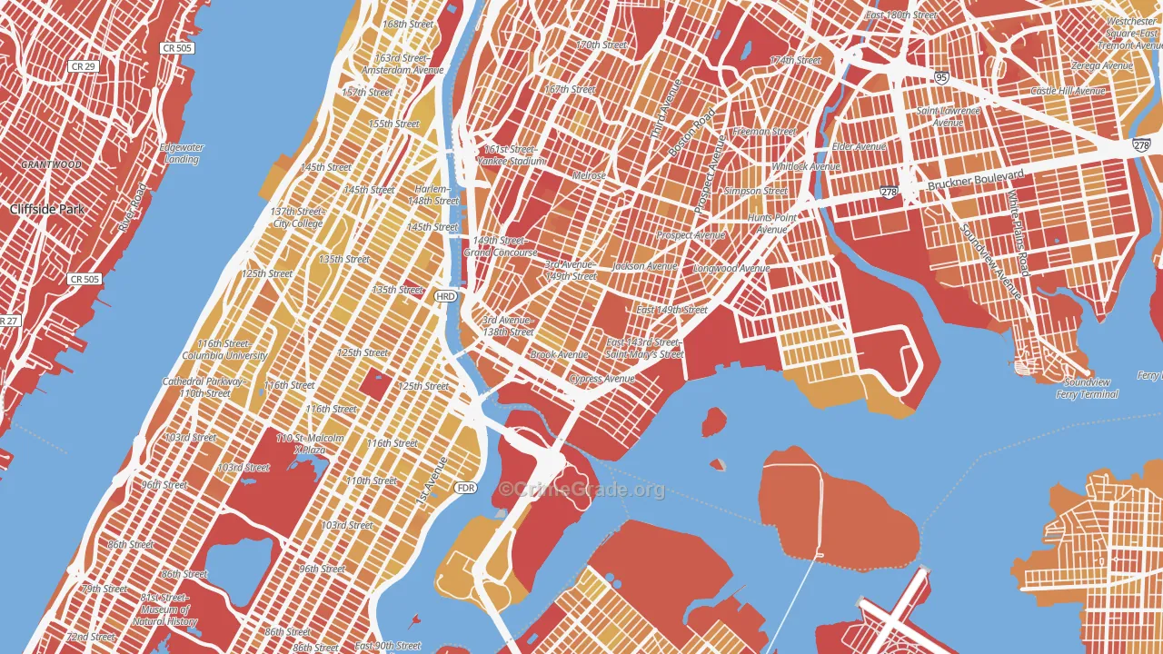 Mott Haven, Bronx, NY Map of Vandalism Rates