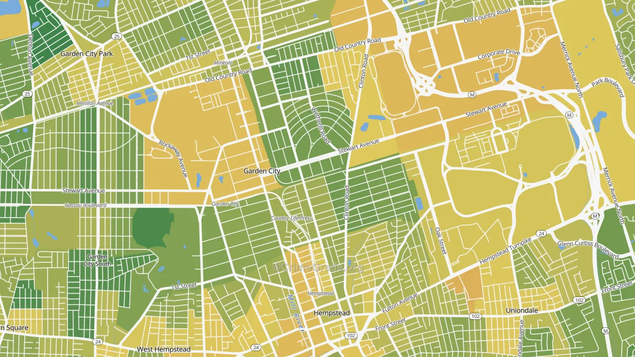Mott Section, Garden City, NY Map of Vandalism Rates